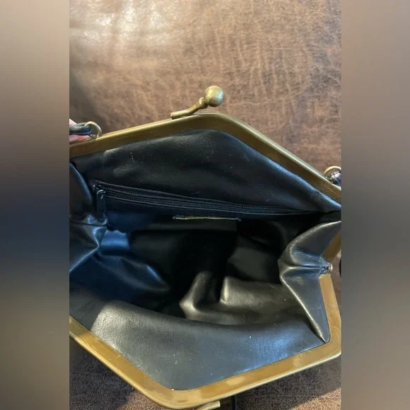 Fancy Nancy Painted Leather Bag Purse Crossbody Purple Vintage 80s USA‎ - Picture 6 of 14